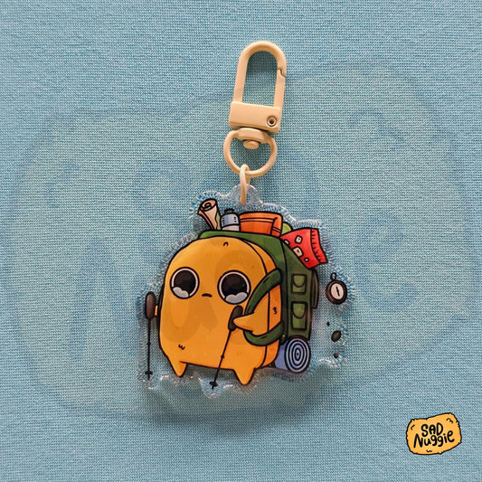 Sad Nuggie Hiking Epoxy Keychain