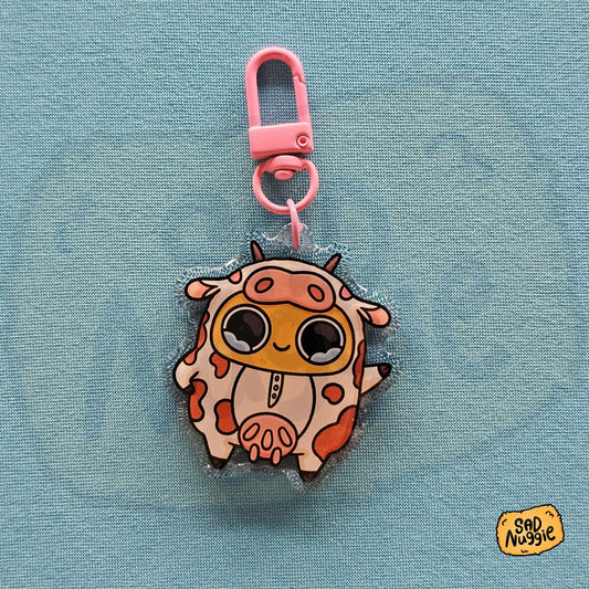 Sad Nuggie Cow Epoxy Keychain