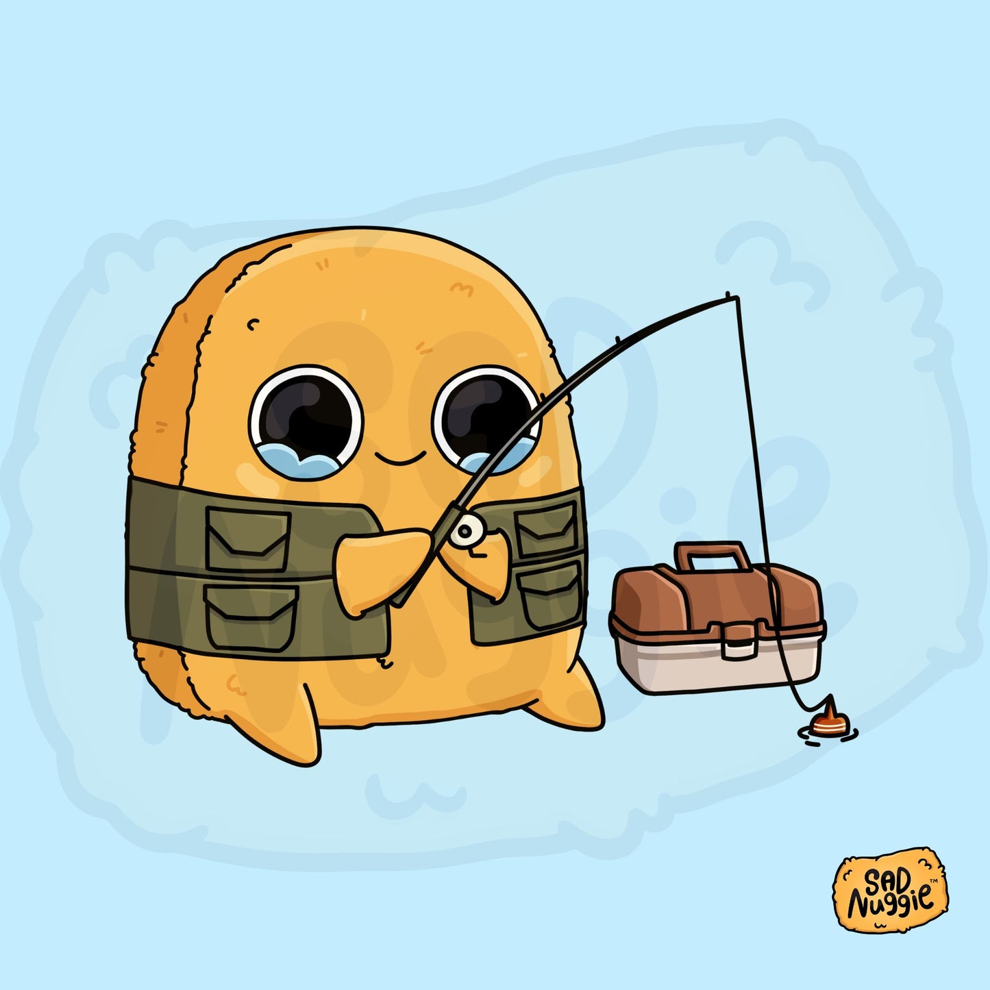 Sad Nuggie Fishing Sticker