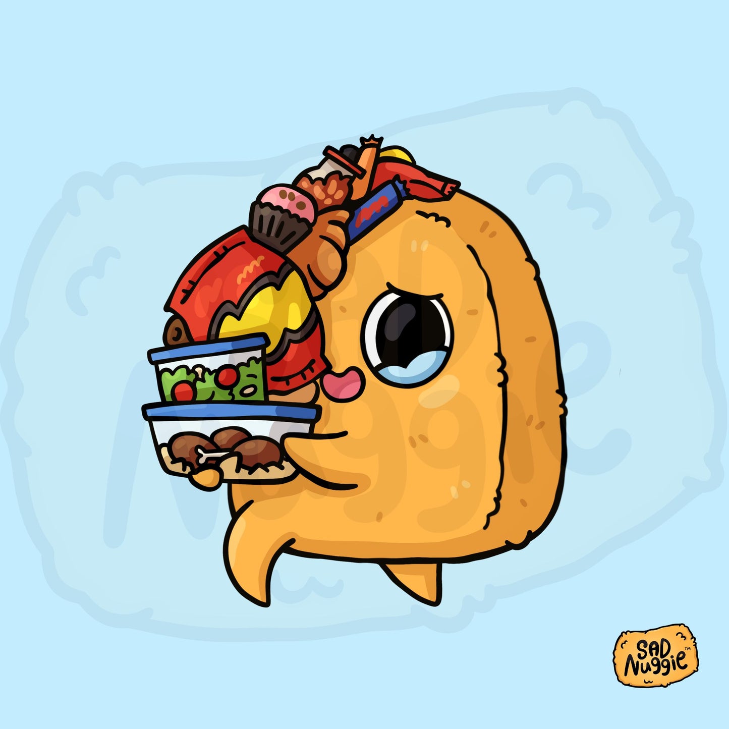 Sad Nuggie Snack Time Sticker