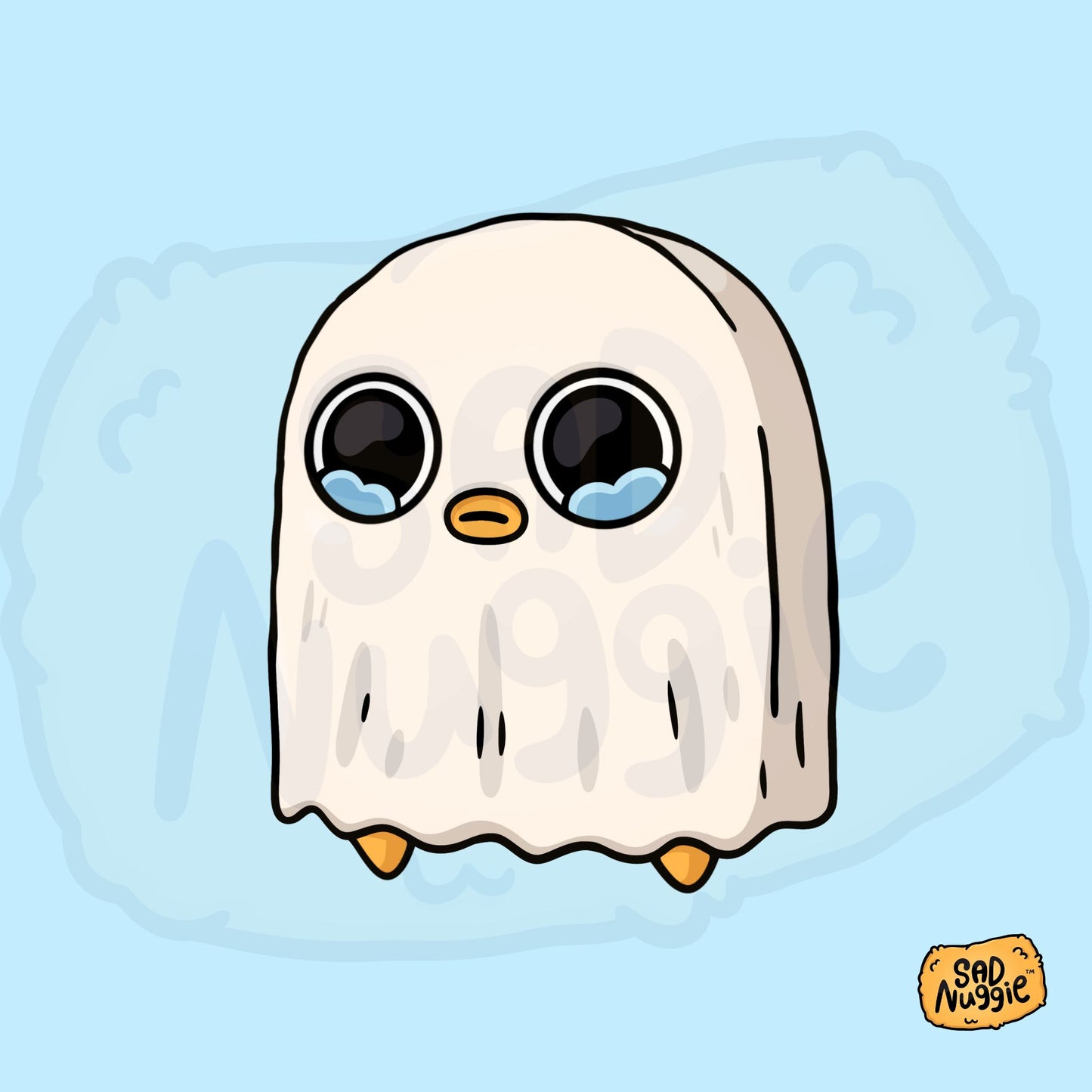 Sad Nuggie Ghost Sheet Sticker