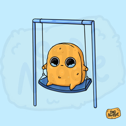 Sad Nuggie Swinging Sticker