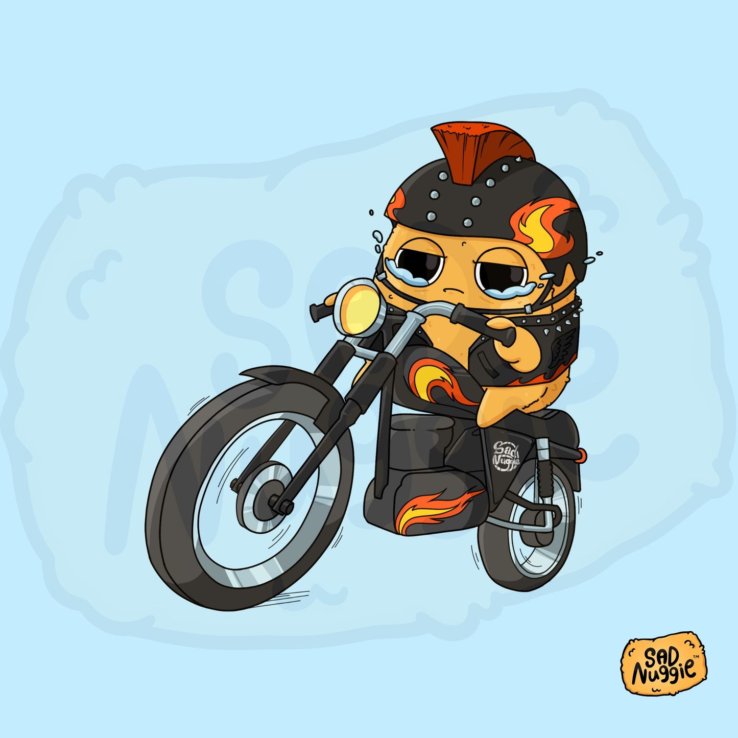 Sad Nuggie Motorcycle Sticker