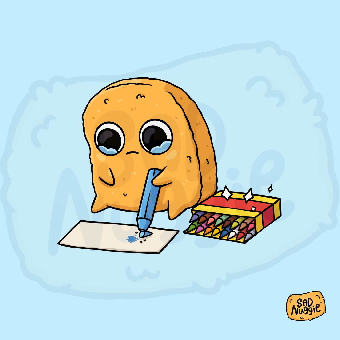 Sad Nuggie Broken Crayon Sticker