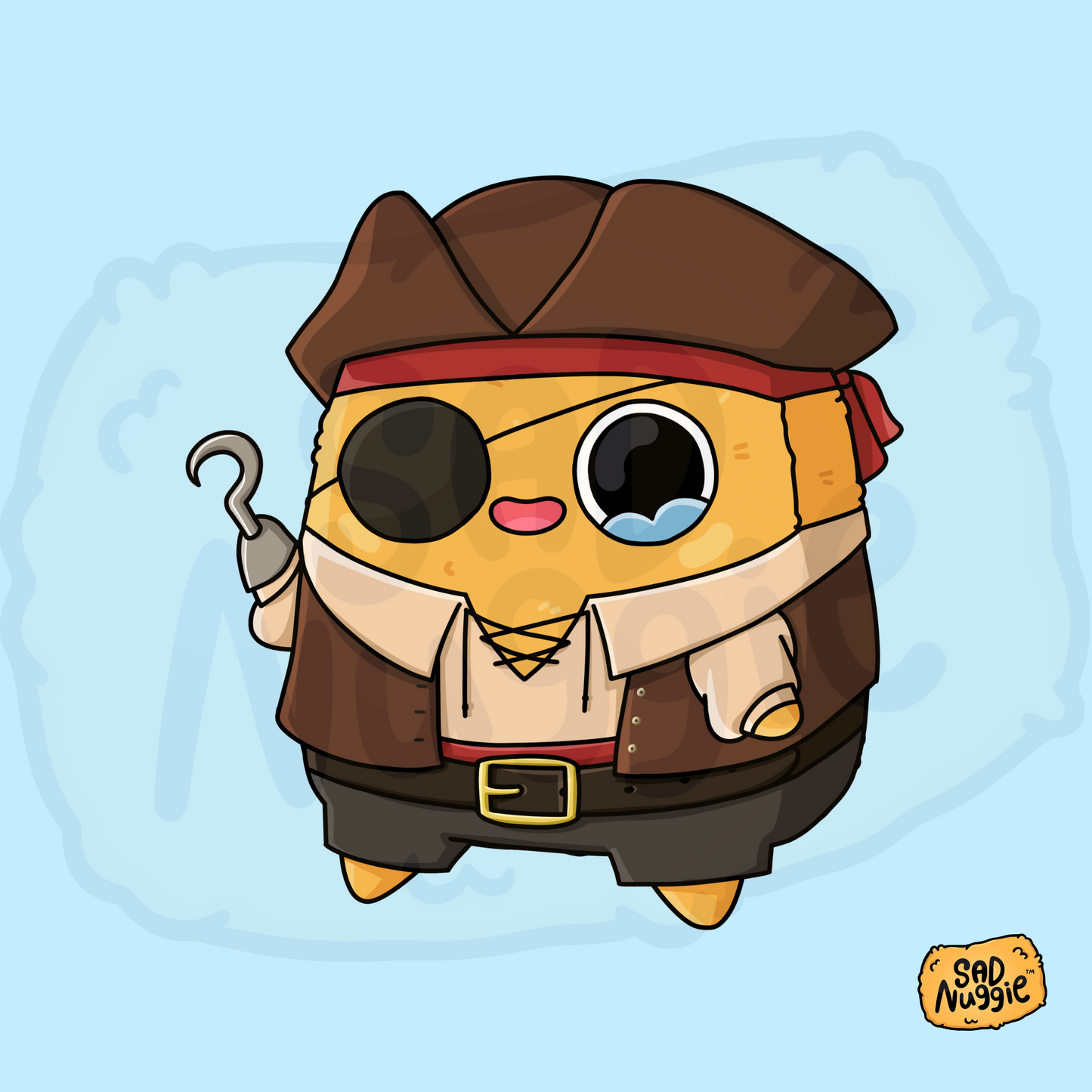 Sad Nuggie Pirate with Hook Sticker