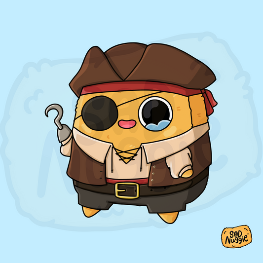 Sad Nuggie Pirate with Hook Sticker