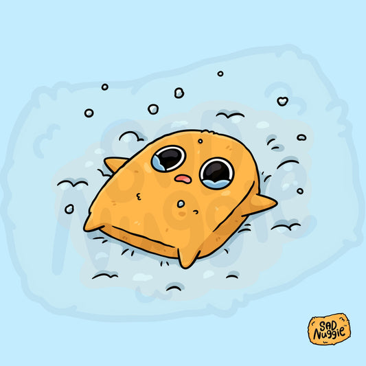 Sad Nuggie Snow Angel Sticker