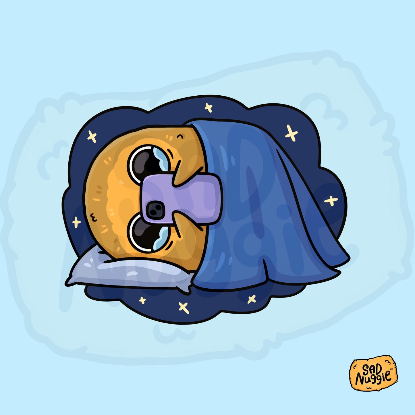 Sad Nuggie Late Night Scroll Sticker