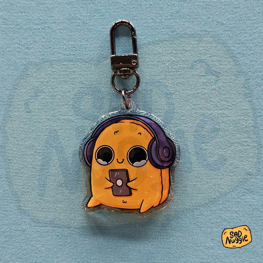 Sad Nuggie Headphones Epoxy Keychain