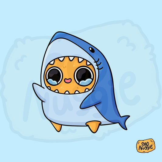 Sad Nuggie Shark Sticker