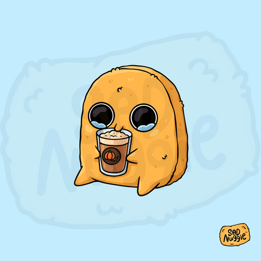 Sad Nuggie Pumpkin Spice Latte Sticker