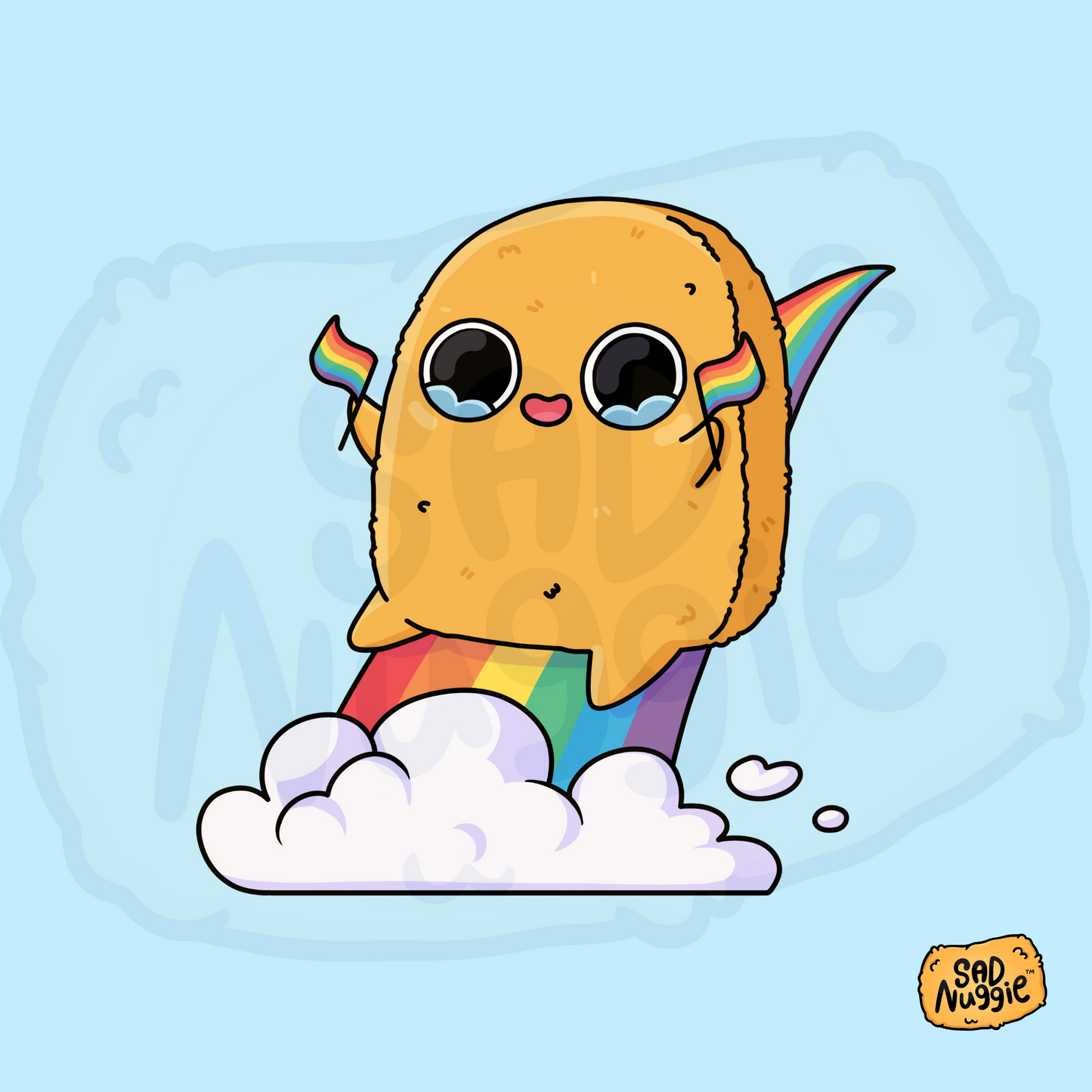 Sad Nuggie Rainbow Slide Sticker