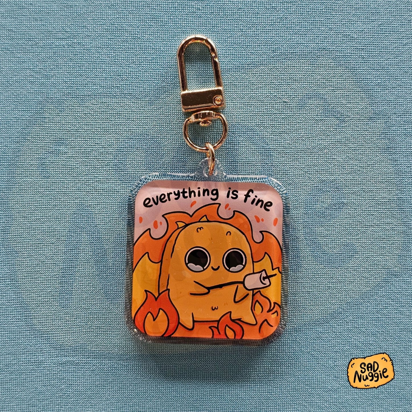 Sad Nuggie Everything Is Fine Epoxy Keychain