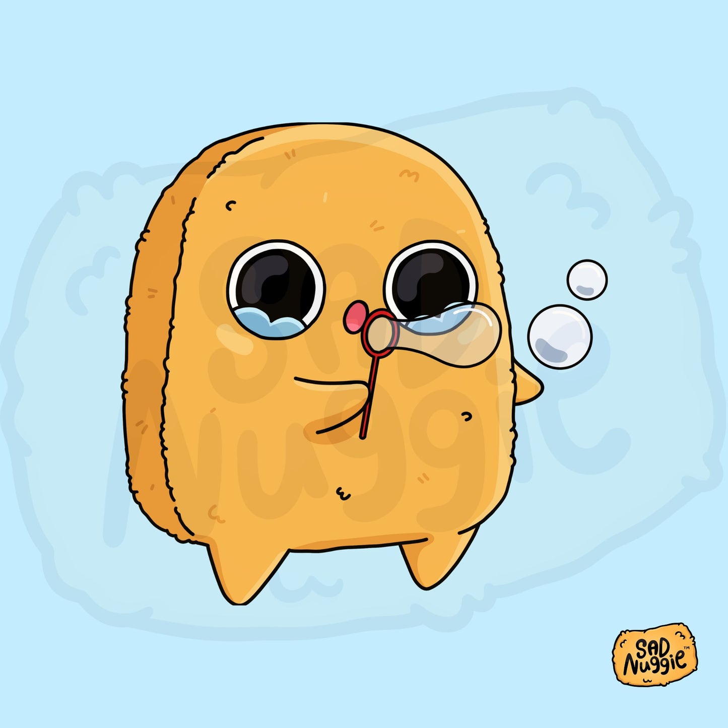 Sad Nuggie Blowing Bubbles Sticker