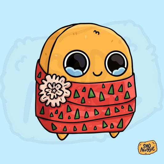 Sad Nuggie All Wrapped Up Sticker