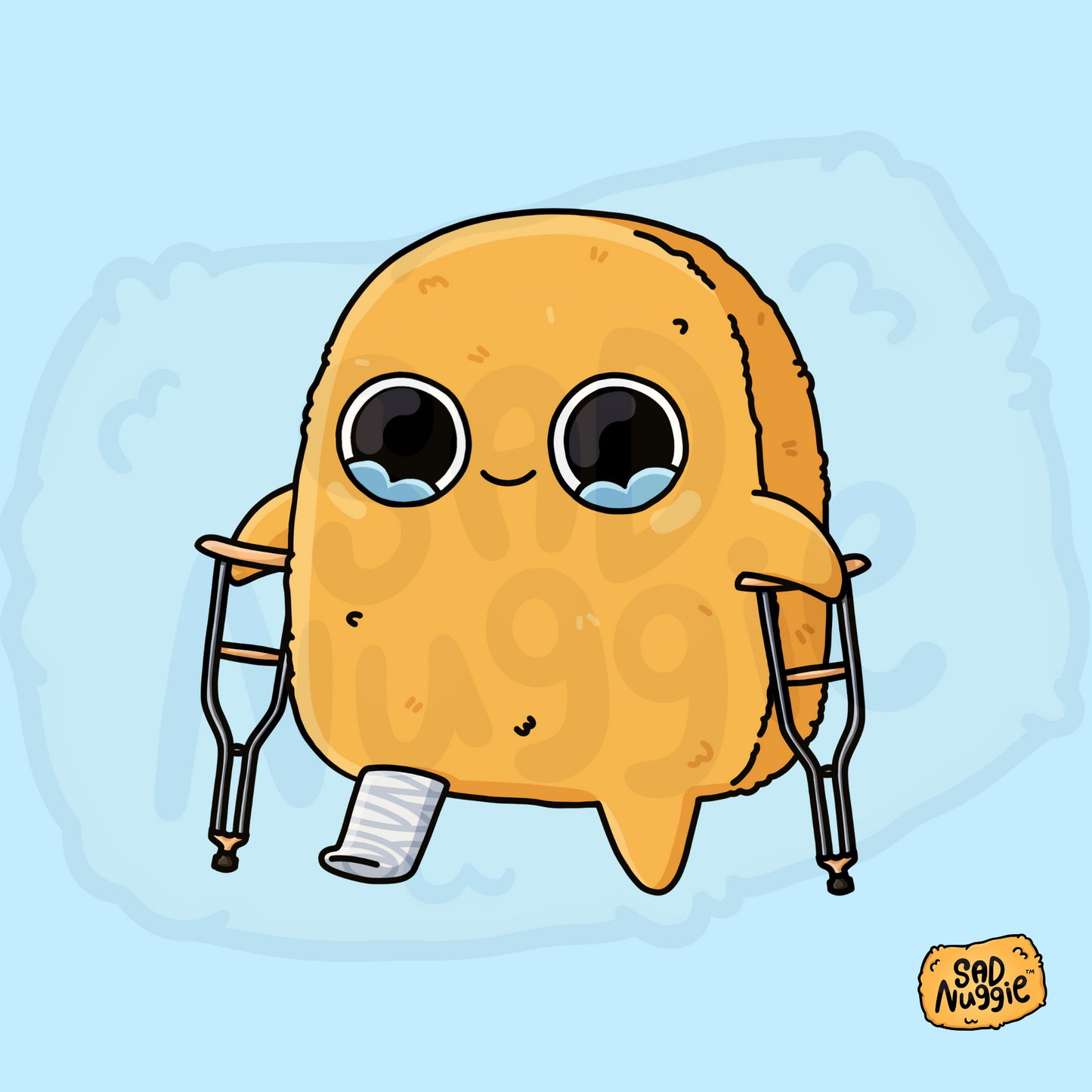 Sad Nuggie Broken Leg Sticker