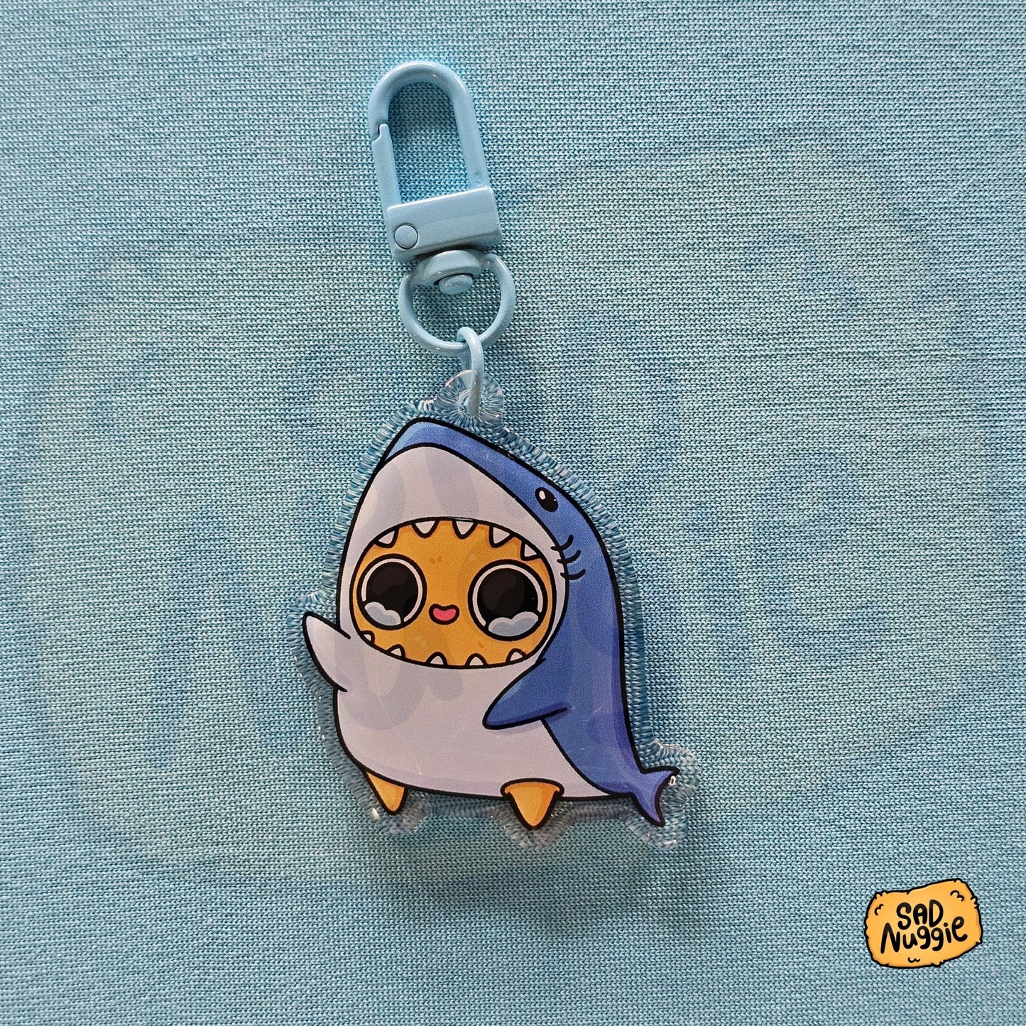 Sad Nuggie Shark Epoxy Keychain