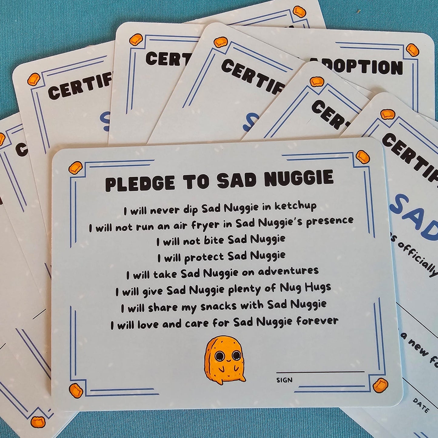 Sad Nuggie Adoption Certificate