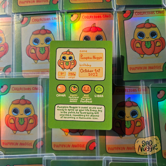 Sad Nuggie Pumpkin Plush Collector's Card