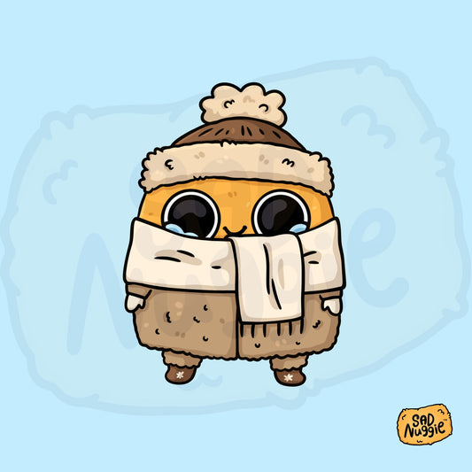 Sad Nuggie Bundled Up Sticker