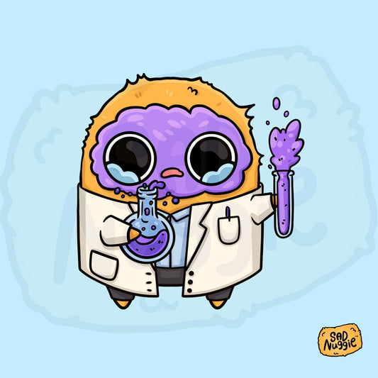 Sad Nuggie Scientist Sticker