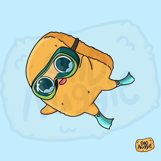 Sad Nuggie Scuba Sticker