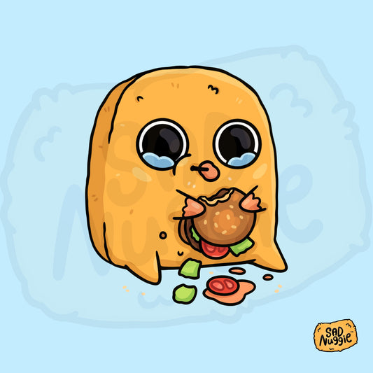 Sad Nuggie Burger Sticker