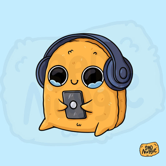 Sad Nuggie Headphones Sticker