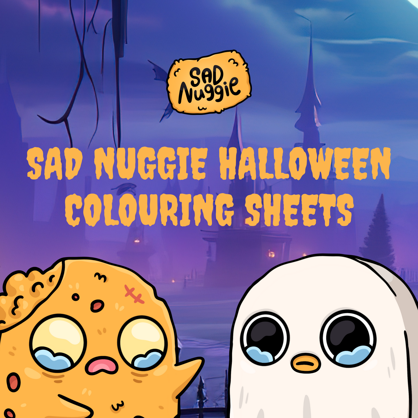 Sad Nuggie Halloween Colouring Sheets (Free Download)