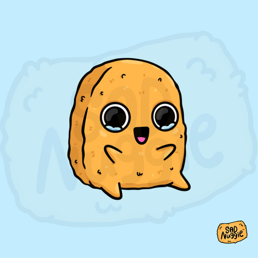 Aufkleber „Sad Nuggie Excited“.