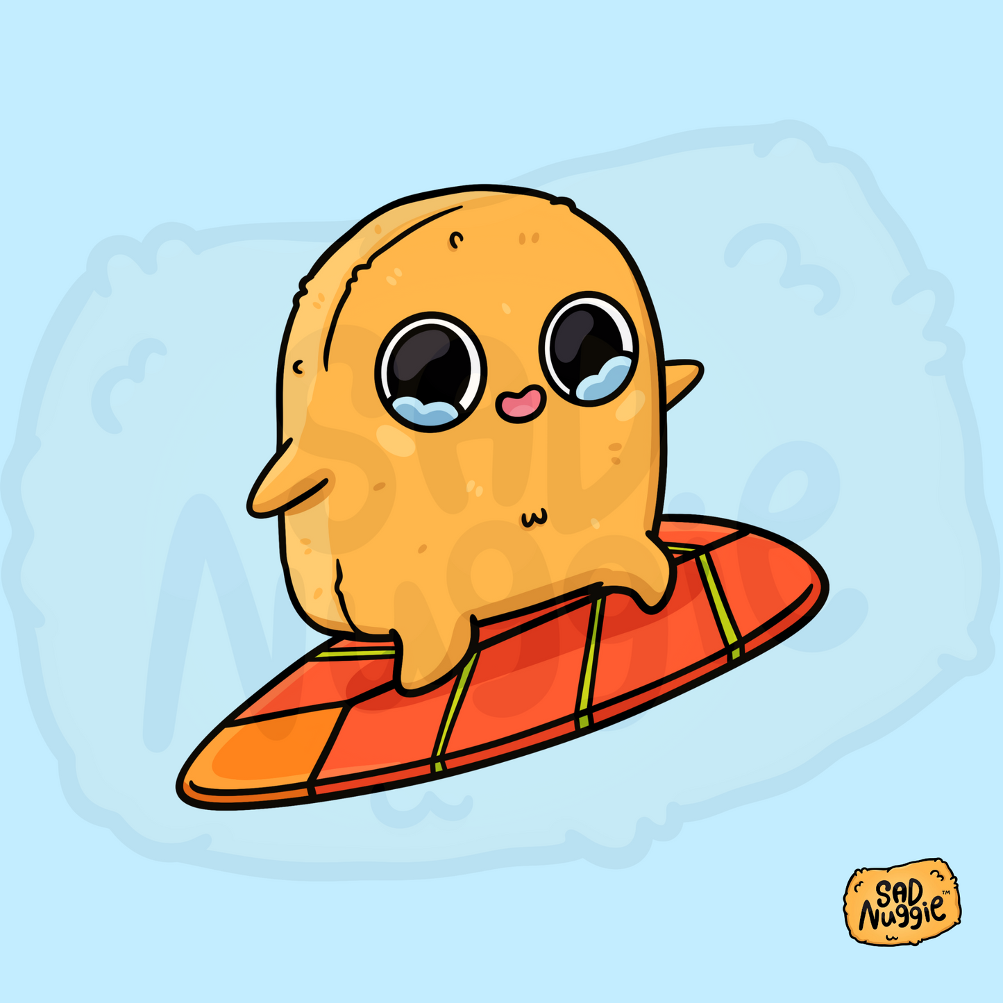 Sad Nuggie Surfing Sticker