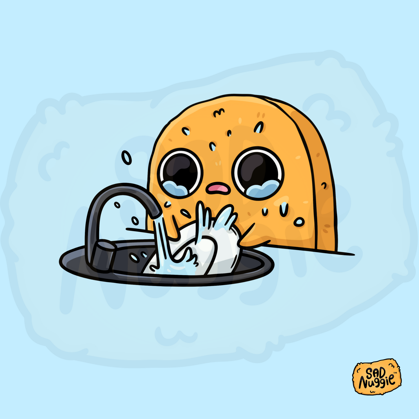 Sad Nuggie Doing Dishes Sticker