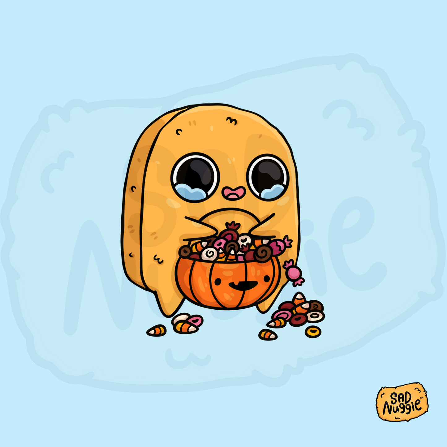 Sad Nuggie Trick Or Treat Sticker