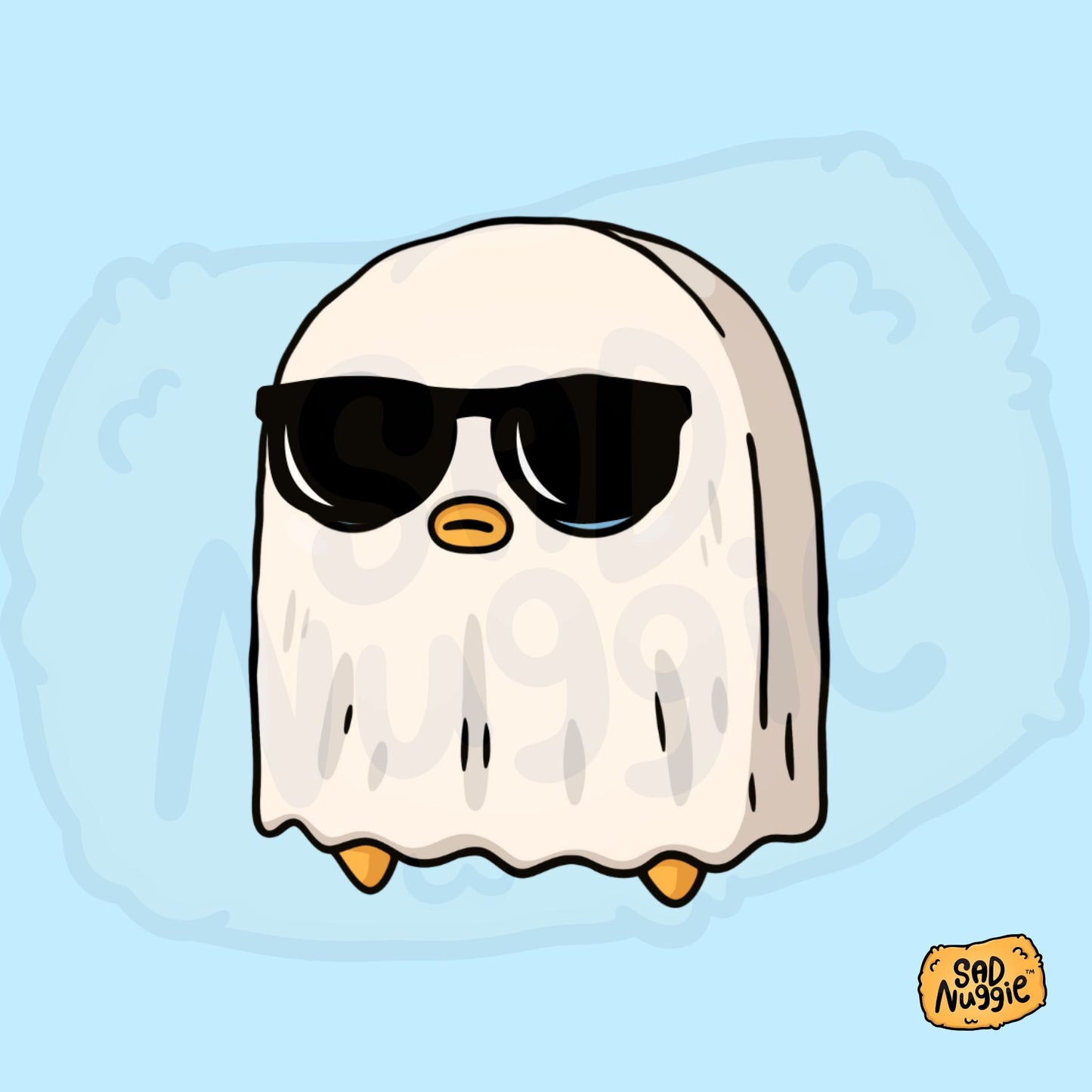 Sad Nuggie Ghost Sheet Sticker