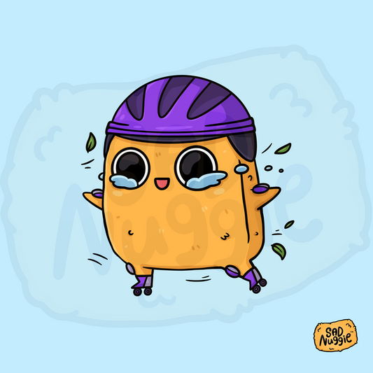 Sad Nuggie Rollerblading Sticker