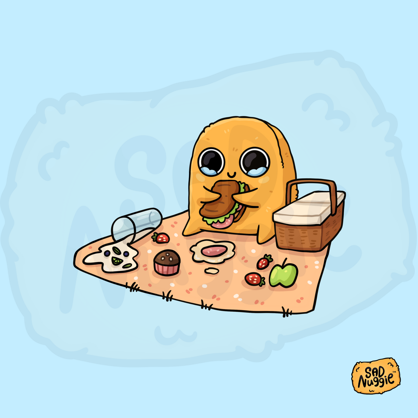 Sad Nuggie Picnic Sticker