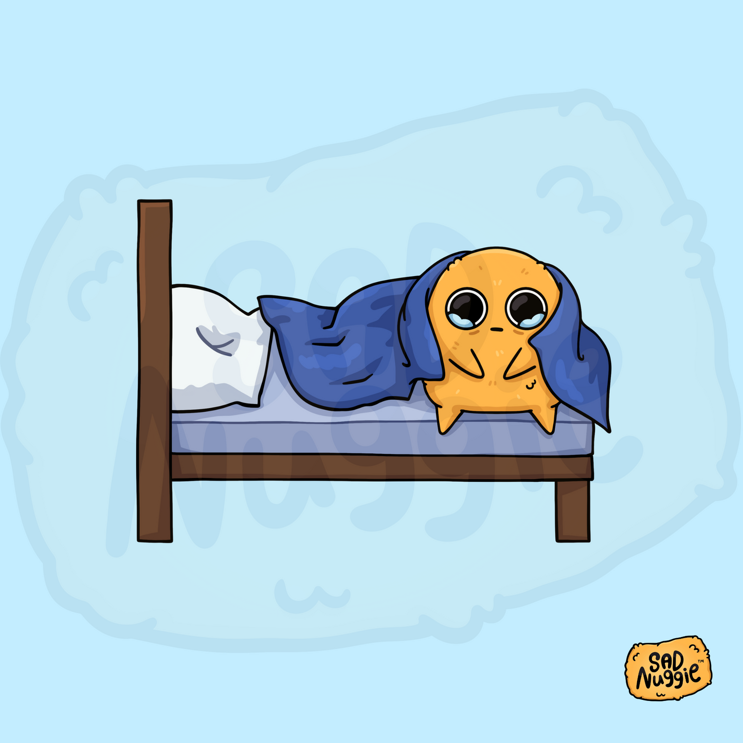 Sad Nuggie Side of Bed Sticker