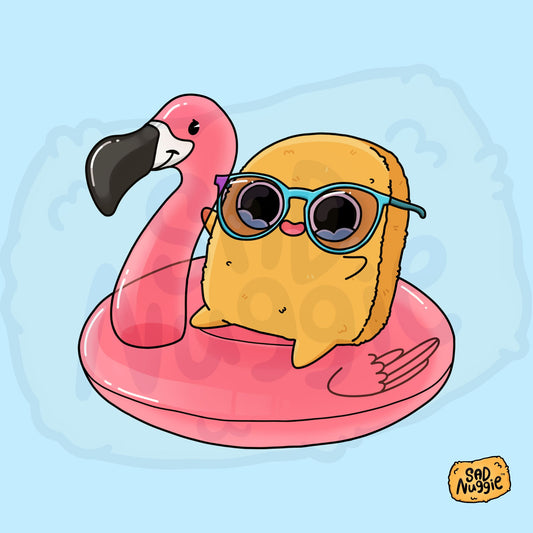 Sad Nuggie Flamingo Floaty Sticker