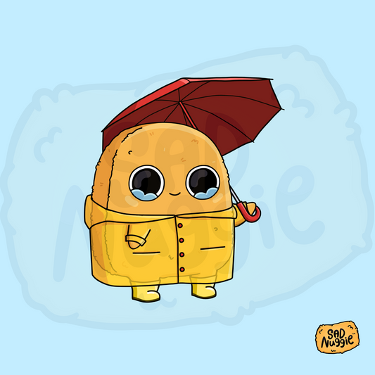 Sad Nuggie Rain Coat Sticker