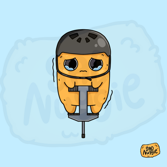 Sad Nuggie Pogo Stick Sticker